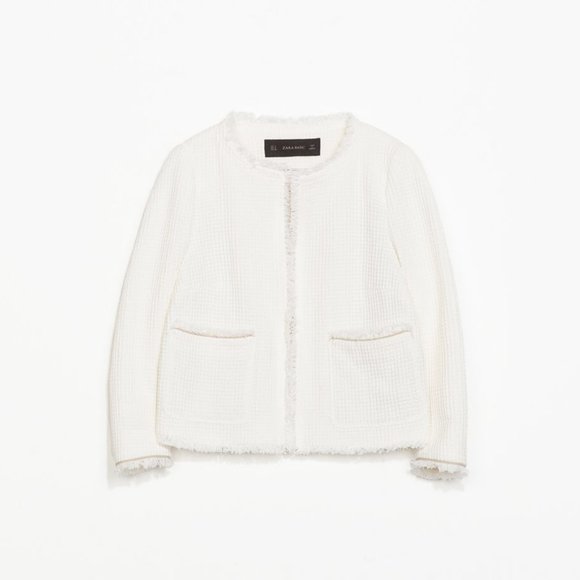 Zara Open Front Textured Blazer Overpiece